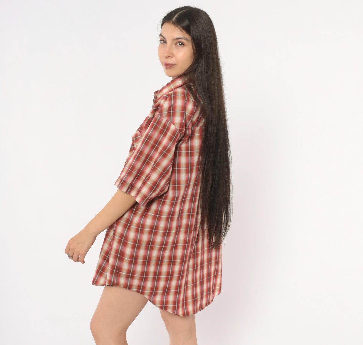 90s Plains Western Pearl Snap Shirt Burgundy Plaid Cotton Extra Large XL