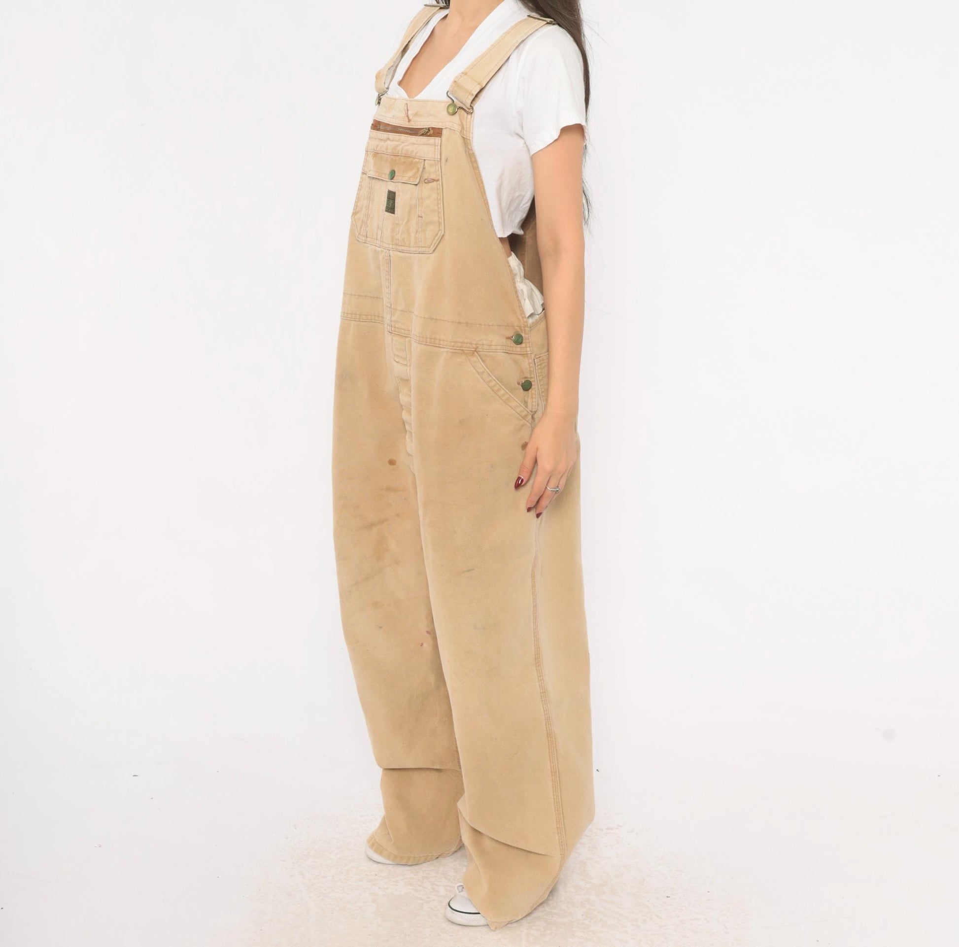90s Liberty Canvas Bib Overalls Tan Workwear Unisex Large