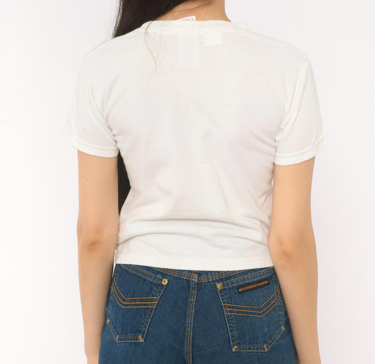 80s Alaska Campfire Animals Graphic Crop Top Gildan Cotton White XS