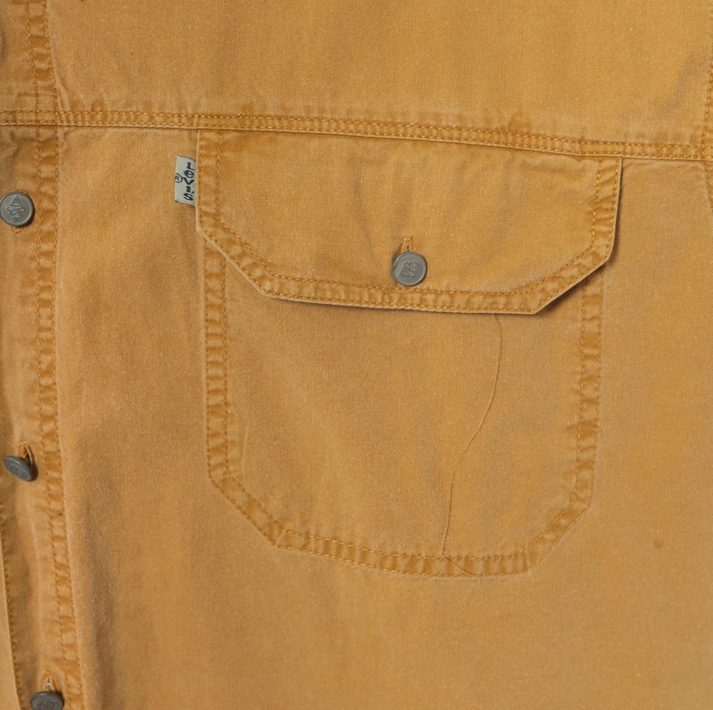 90s Levi's Mustard Cotton Button-Front Shirt Spread Collar Large L