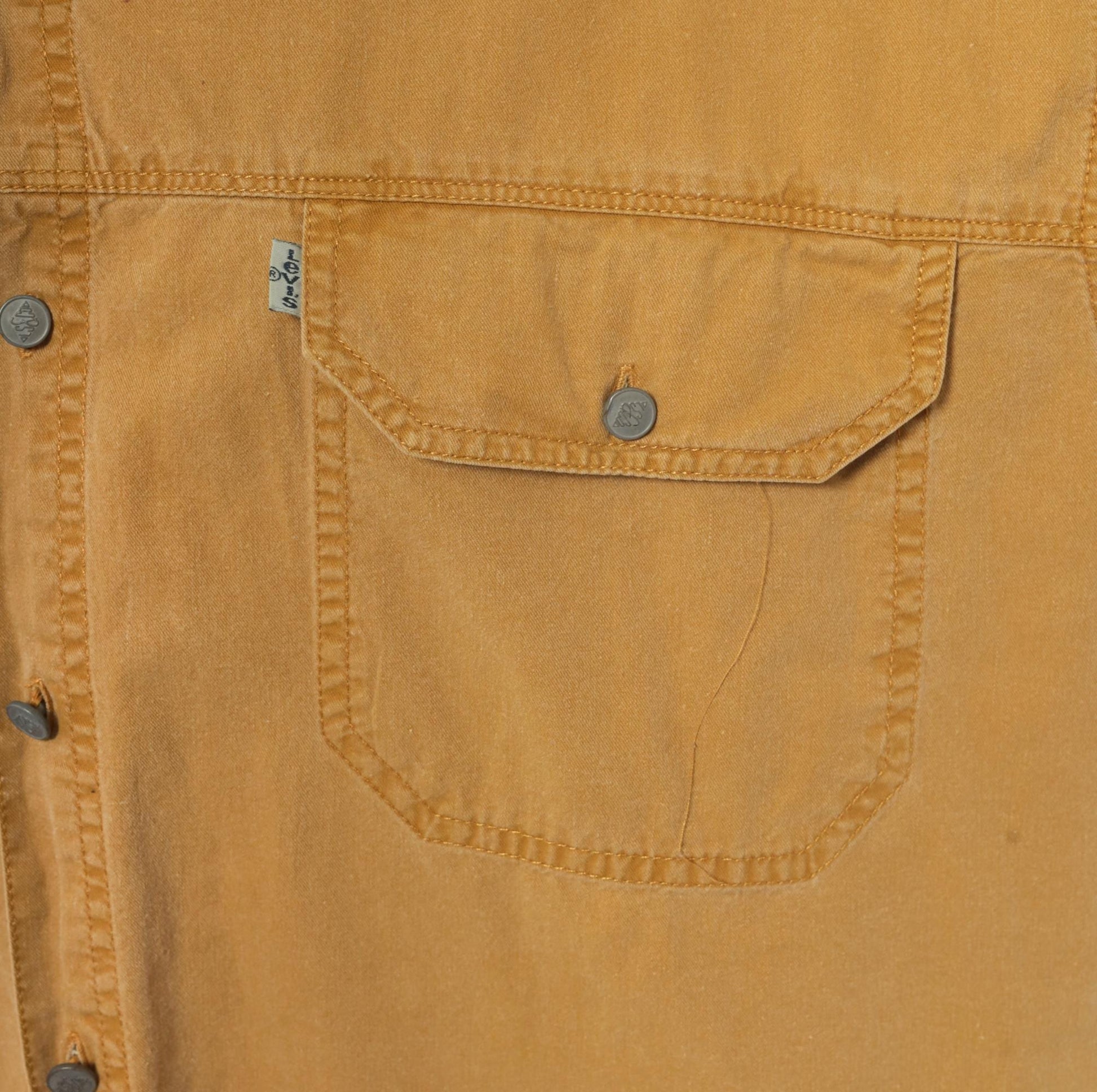 90s Levi's Mustard Cotton Button-Front Shirt Spread Collar Large L