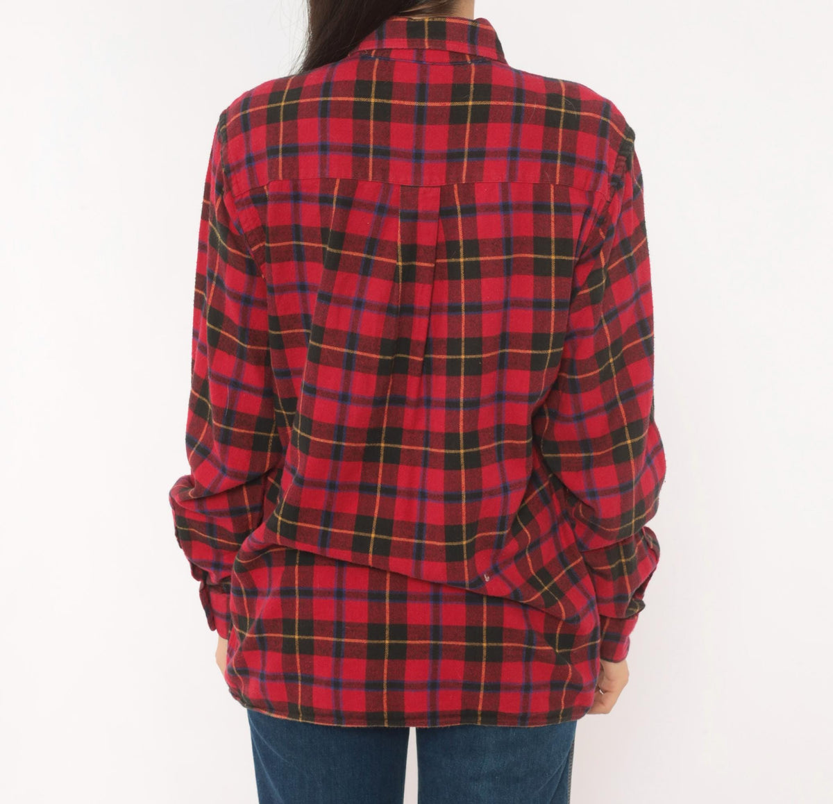 90s High Sierra Plaid Flannel Shirt Red Black Tartan Cotton Small