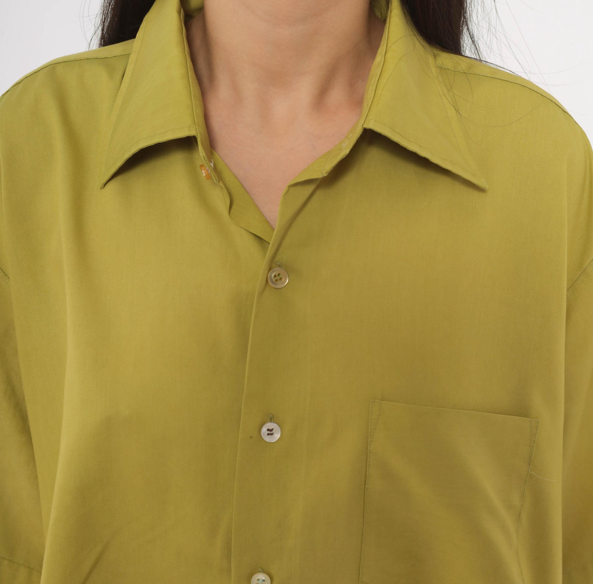 70s Olive Button-Front Camp Shirt Cotton Short Sleeve Moss Green Plus Size XXL