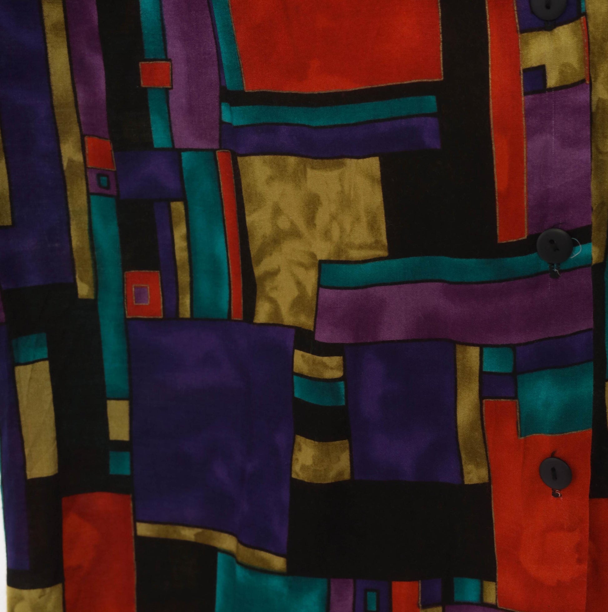90s A Personal Touch Color Block Abstract Shirt Purple Teal Red Gold Extra Large XL