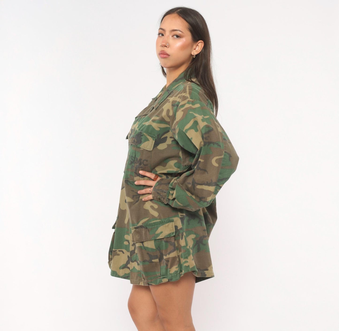 90s USMC Woodland Camouflage BDU Cotton Ripstop Shirt Extra Large