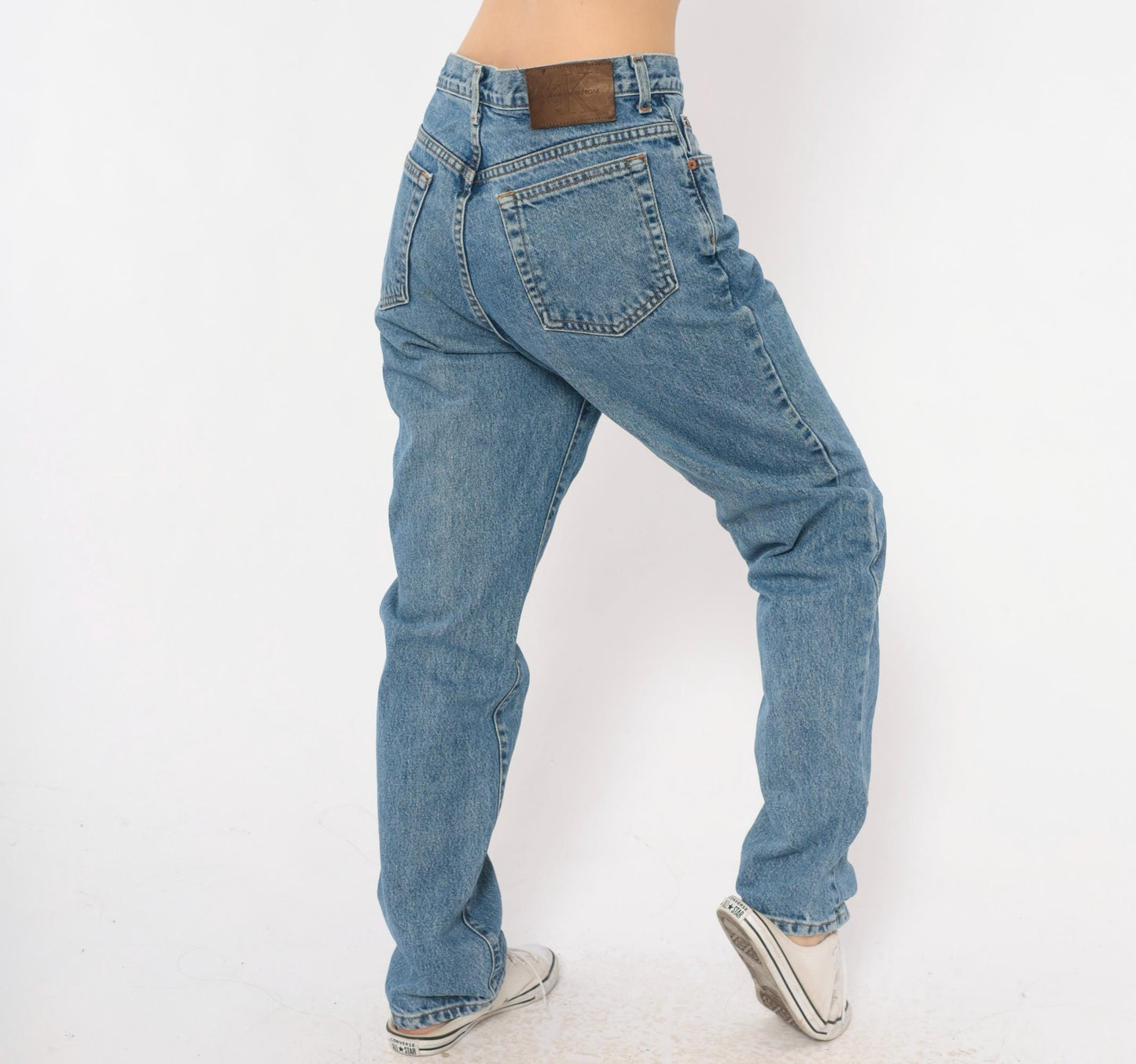 90s Calvin Klein High-Waist Straight Jeans Medium Wash Blue Small S