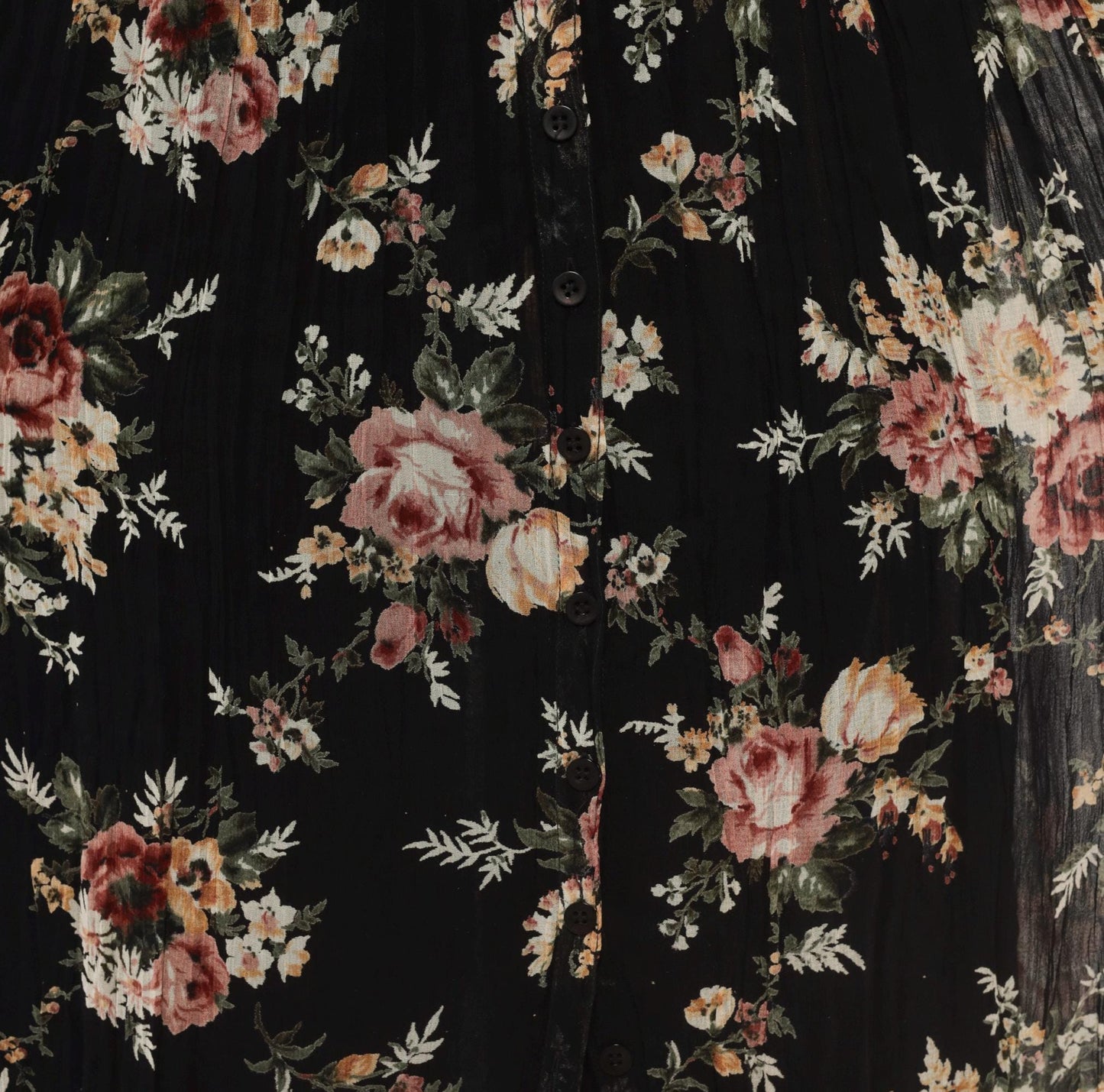 90s Nostalgia Black Floral Maxi Dress V Neck Button Front Crochet Lace Small