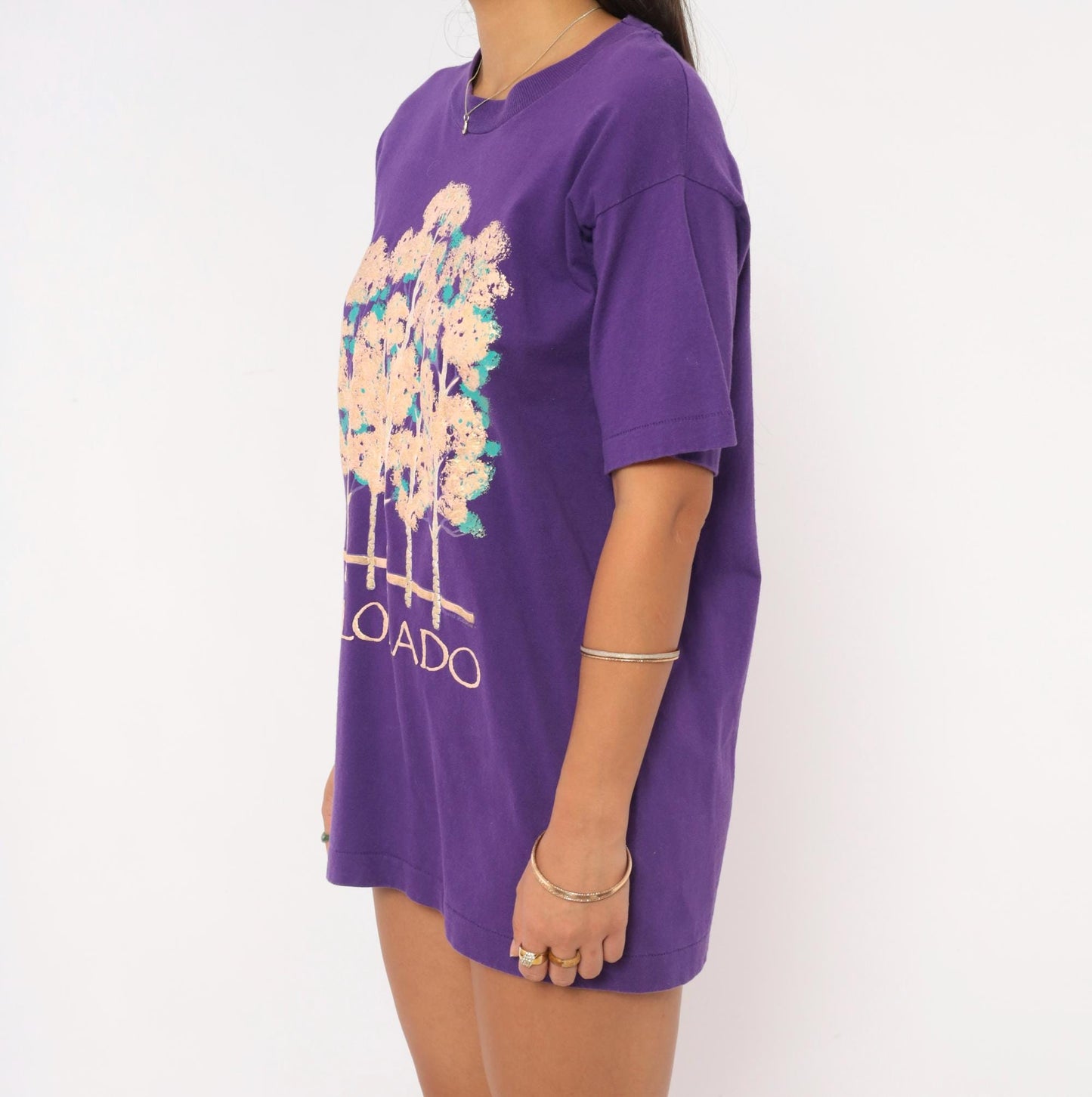 90s Colorado Aspen Trees Graphic Tee Fruit Of The Loom Purple Cotton Medium