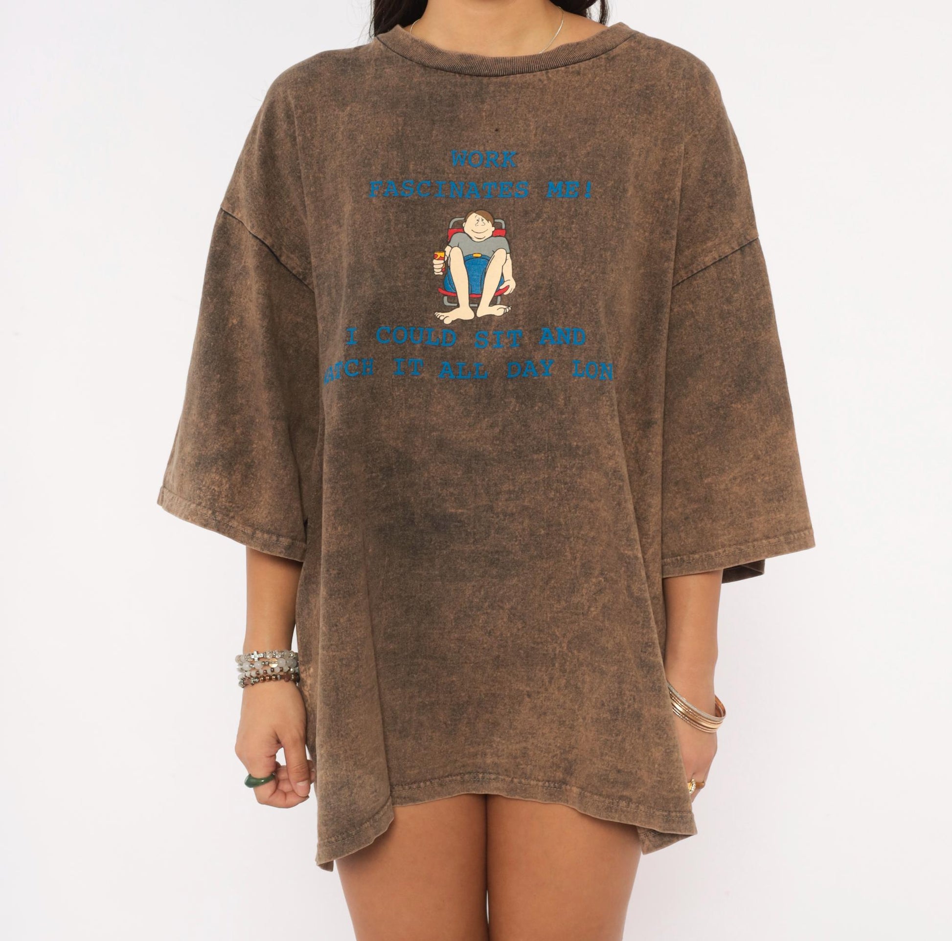 90s North Crest Acid Wash Graphic Tee Brown Cotton Unisex Extra Large