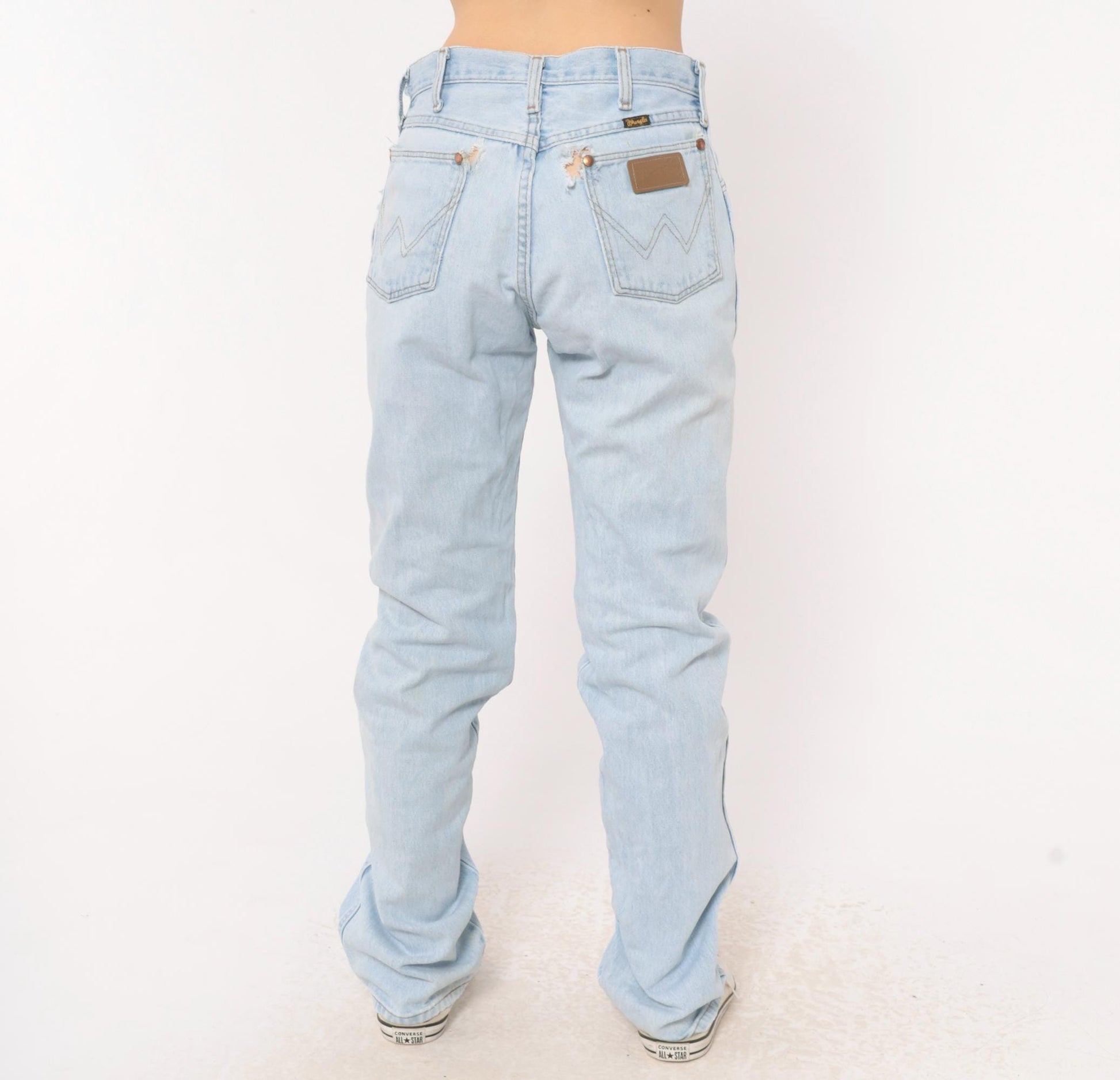 90s Wrangler Light Wash Straight Leg Jeans High Rise Cotton Denim Women's 29