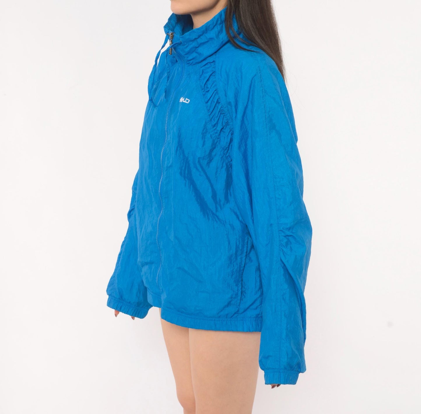 90s Head Windbreaker Cobalt Blue Nylon Zip Jacket Medium