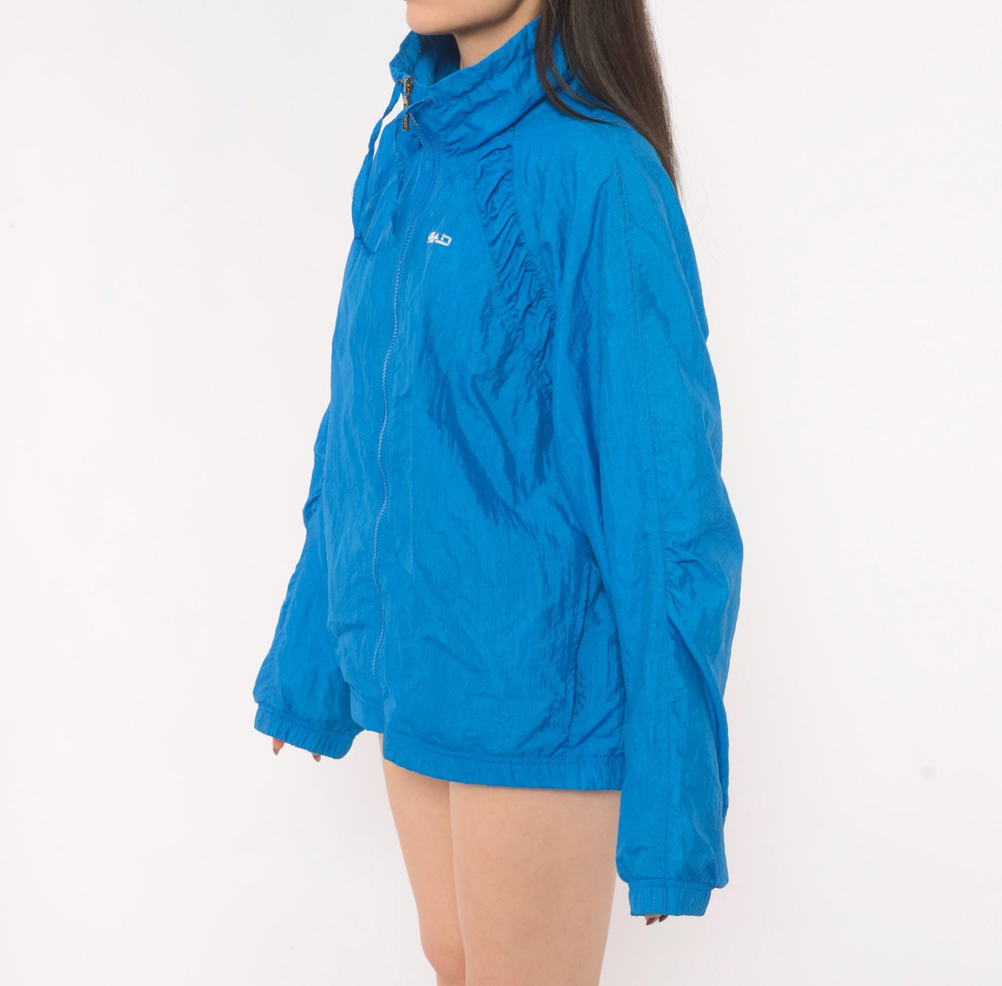 90s Head Windbreaker Cobalt Blue Nylon Zip Jacket Medium