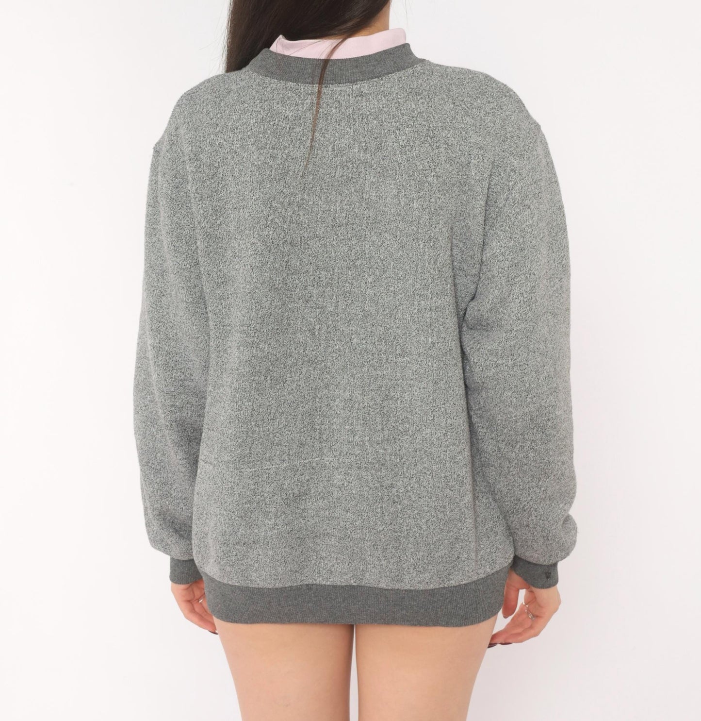 90s Bonworth Embroidered Butterfly Floral Sweatshirt Grey Crewneck Large L