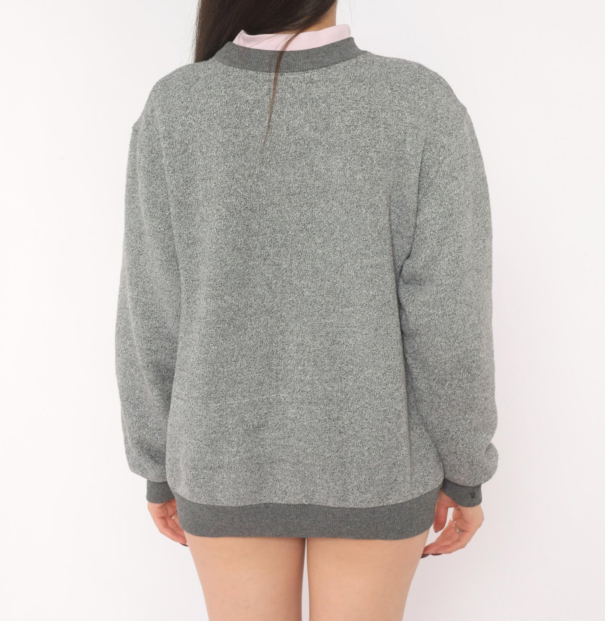 90s Bonworth Embroidered Butterfly Floral Sweatshirt Grey Crewneck Large L