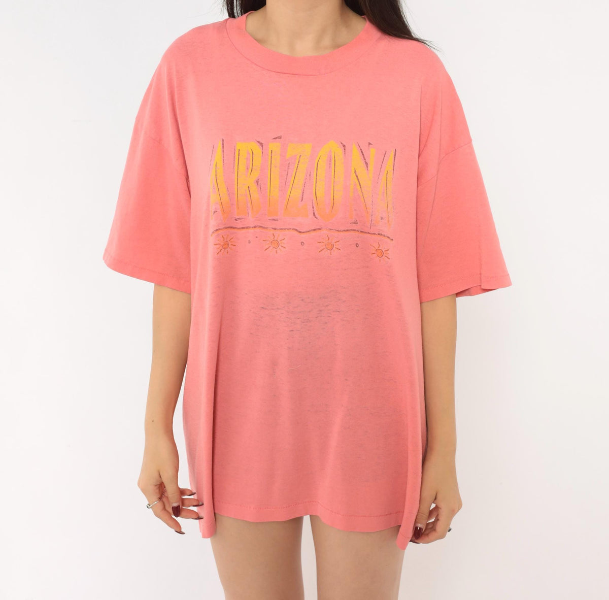 90s Arizona Souvenir Tee Coral Pink Sun Graphic Cotton Unisex Extra Large XL