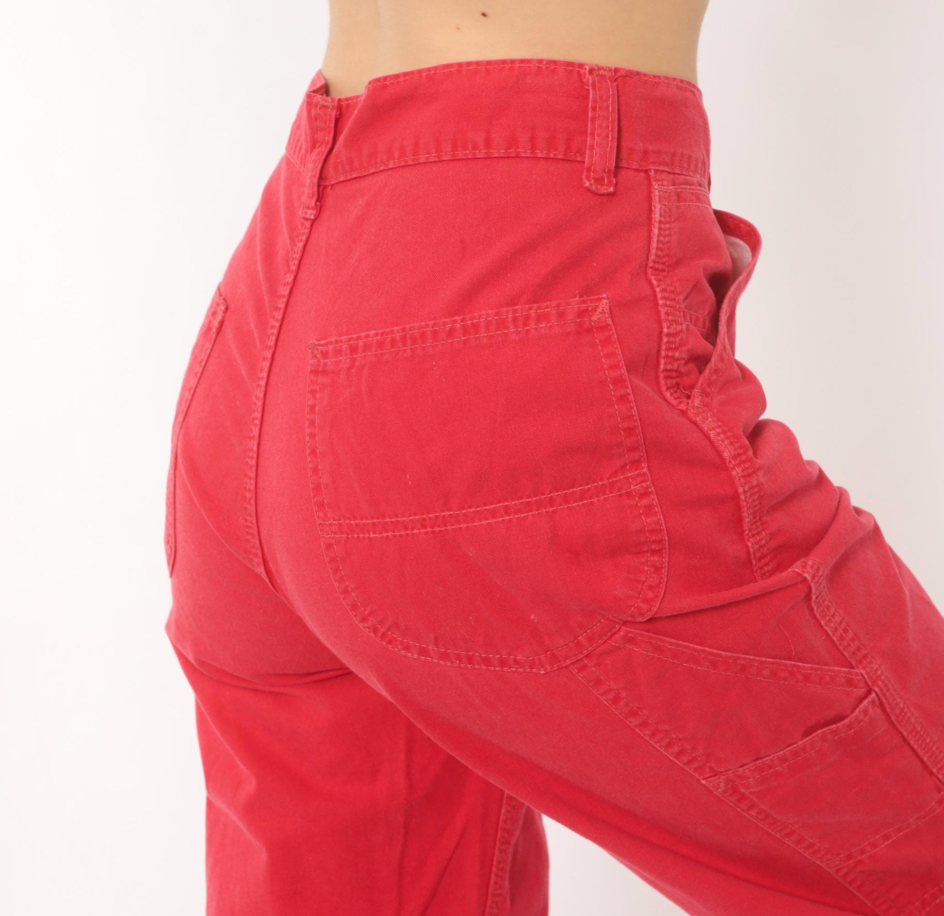 90s Lee Carpenter Pants Red Cotton High Rise Straight Leg Small S