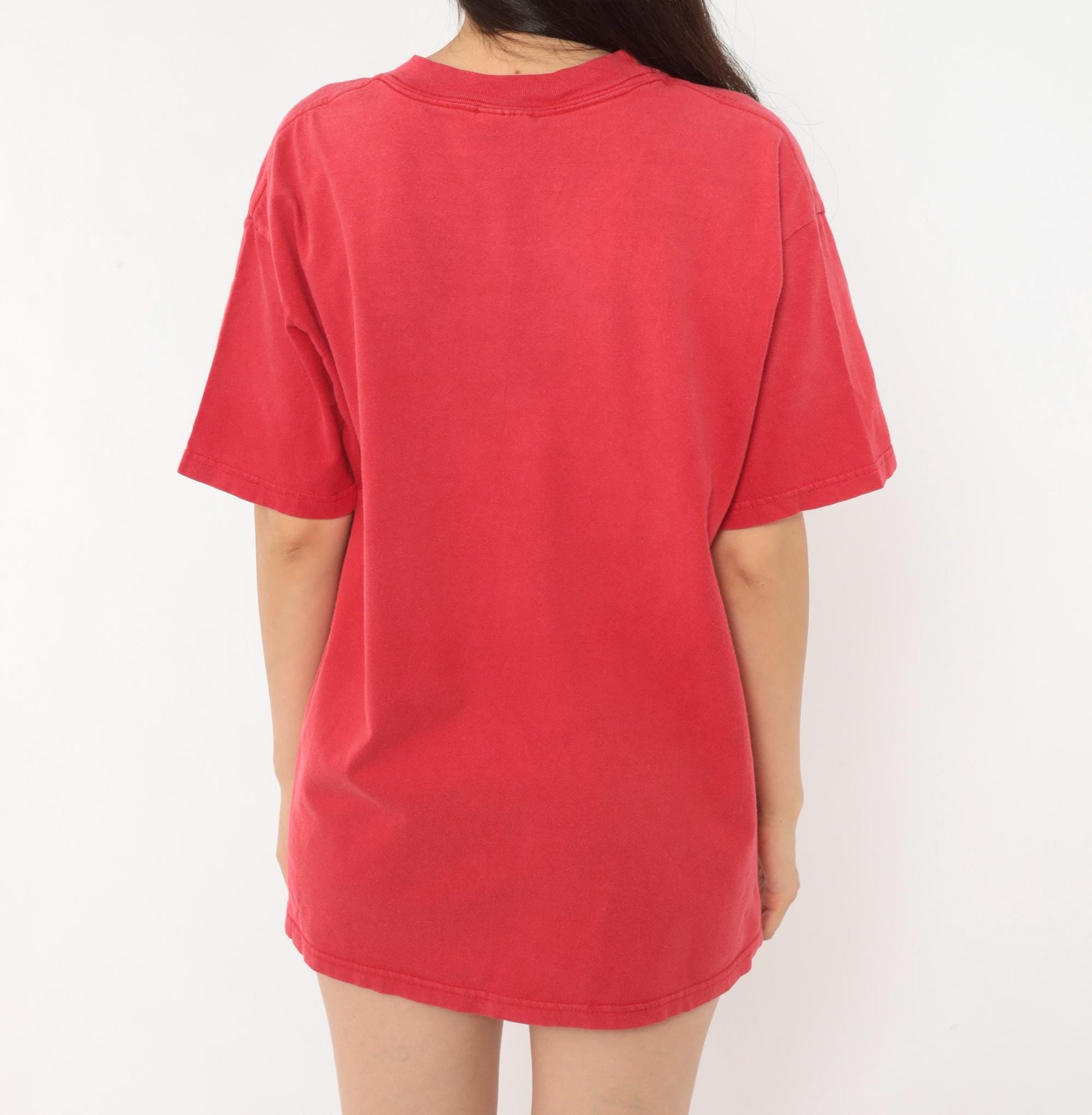 90s Waikiki Beach Hawaii Hanes Tee Red Cotton Palm Tree Graphic Large L
