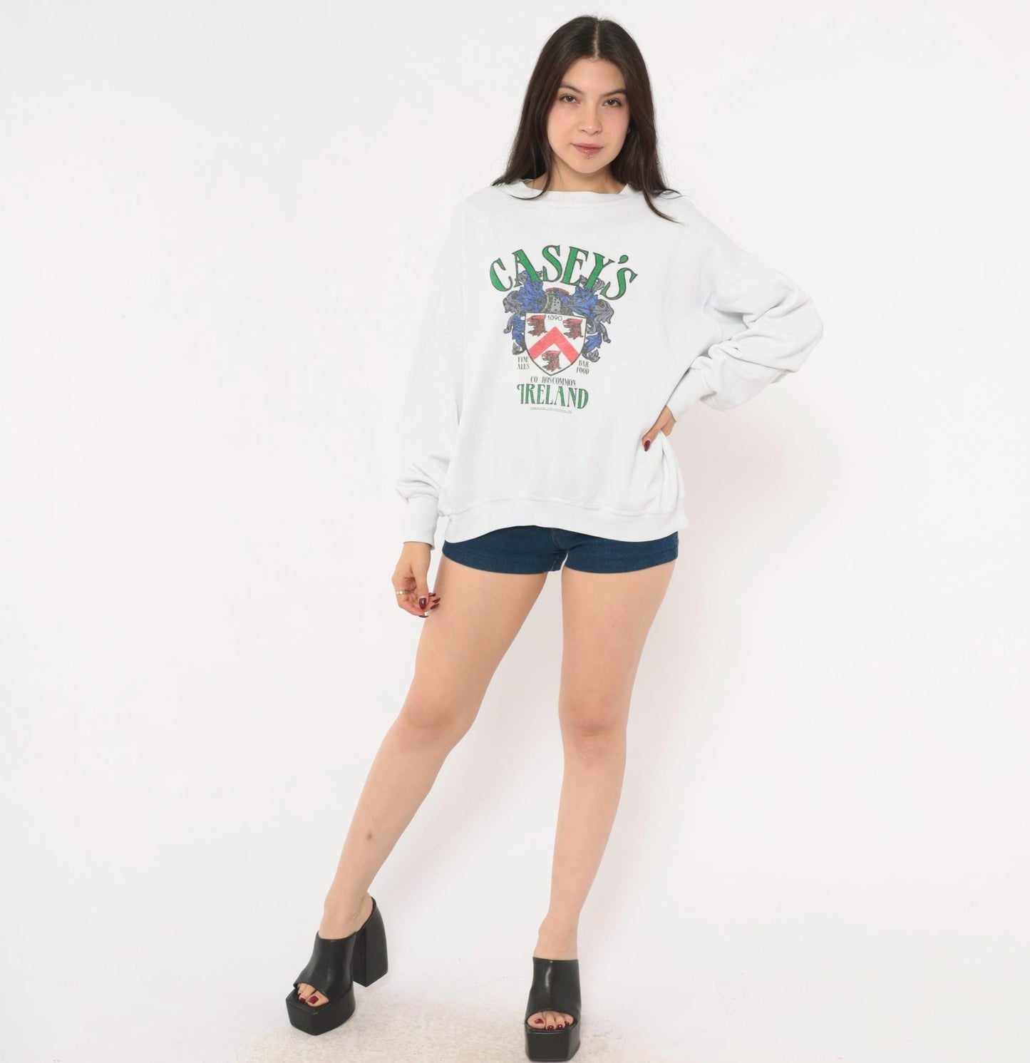 80s Healthknit Casey's Pub Ireland Crewneck Sweatshirt Green Crest Extra Large