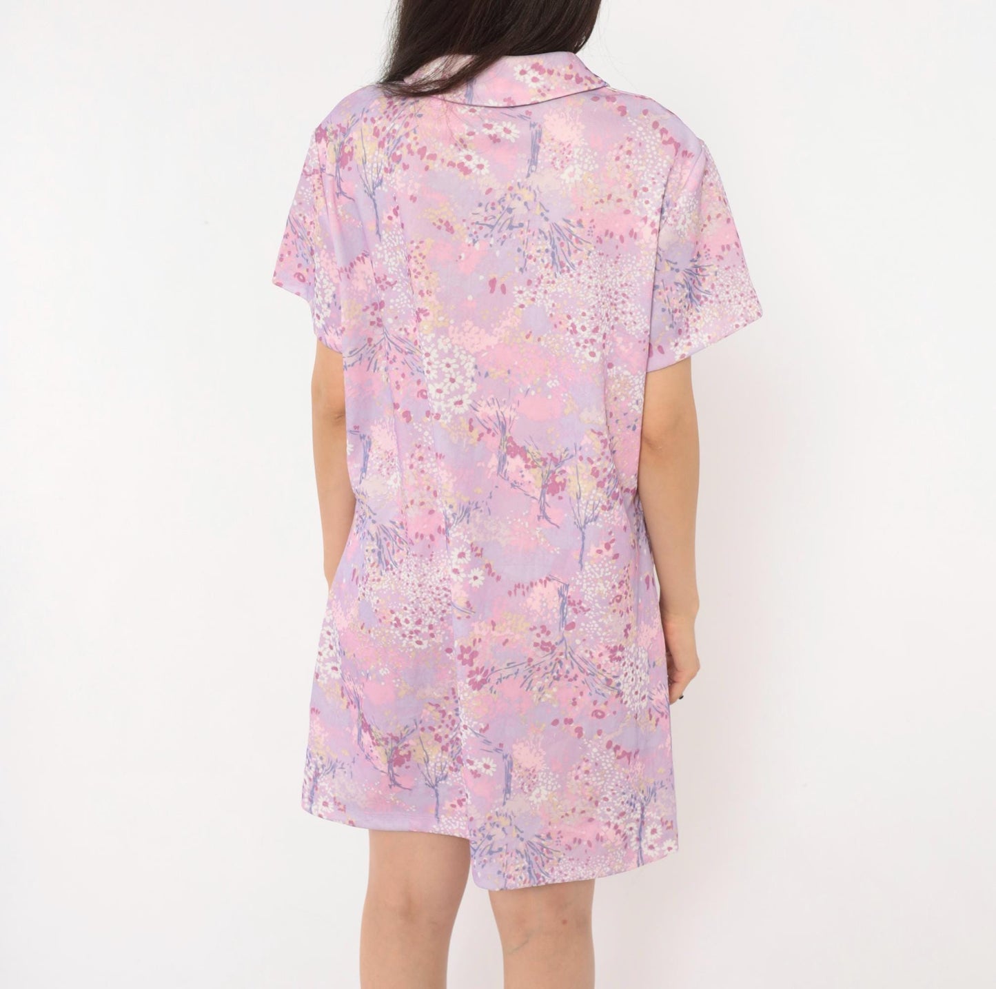 70s Lady Blair Floral Shift Dress Pink Lavender Watercolor Mini Extra Large