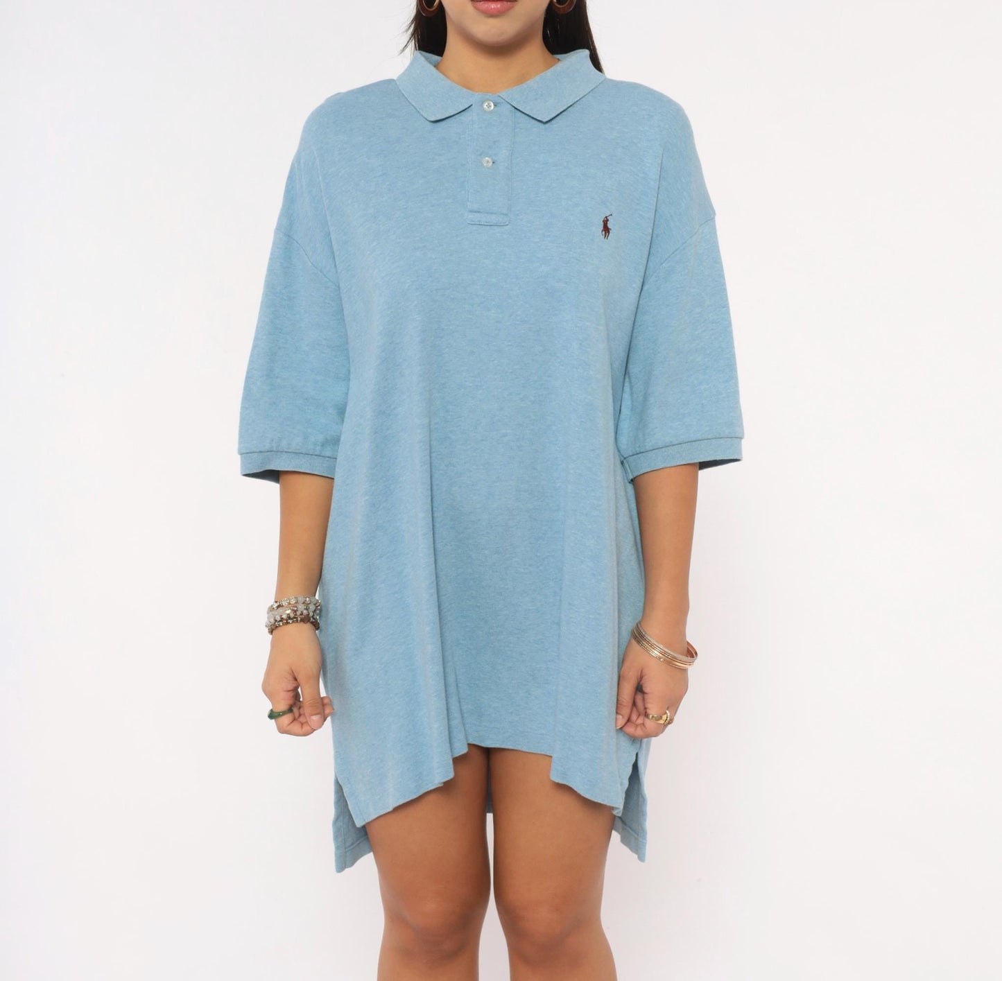 90s Polo by Ralph Lauren Light Blue Cotton Pique Polo Shirt Extra Large XL