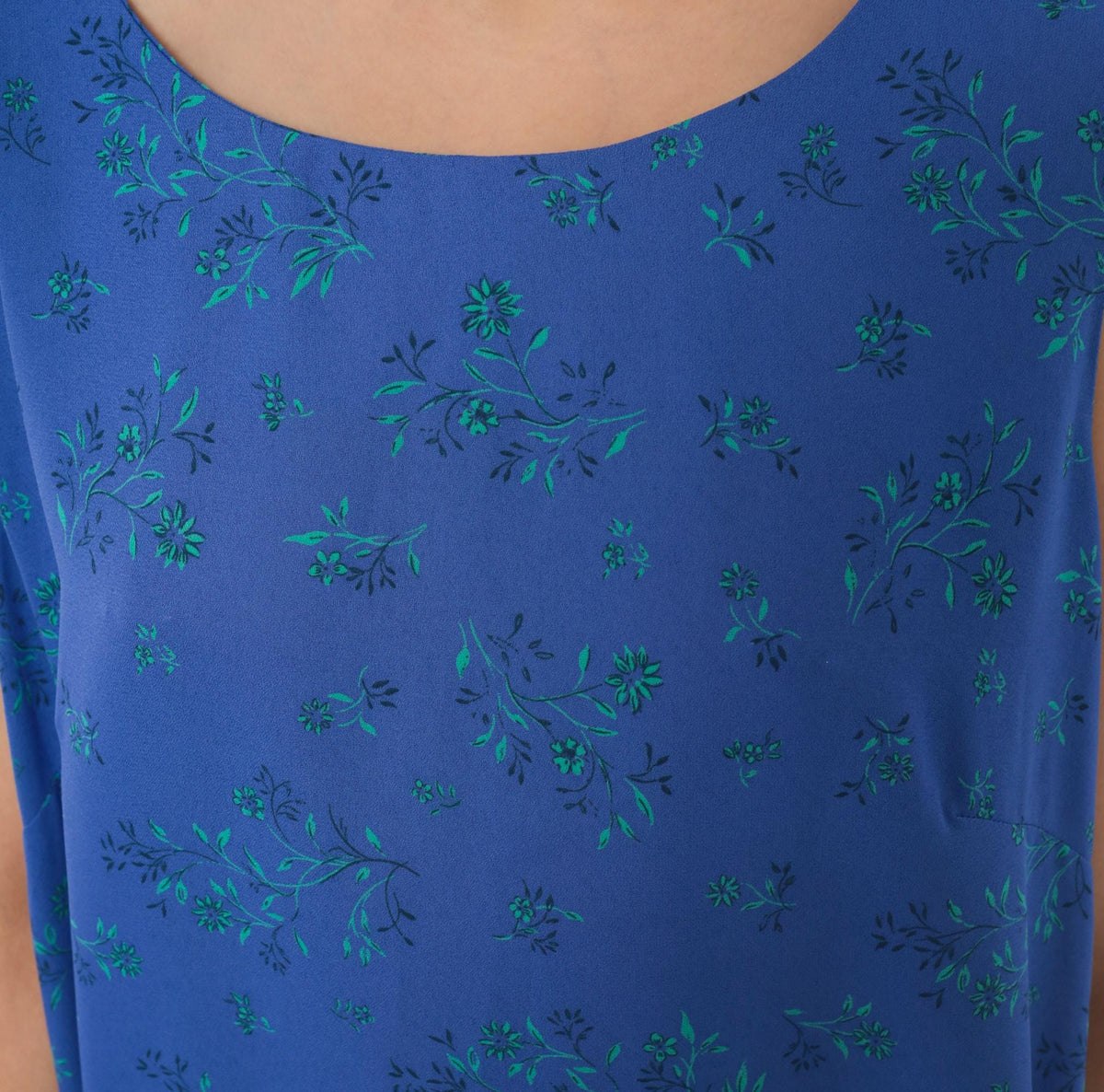 90s Leslie Fay Blue Floral Maxi Dress Sleeveless Scoop Neck Large L