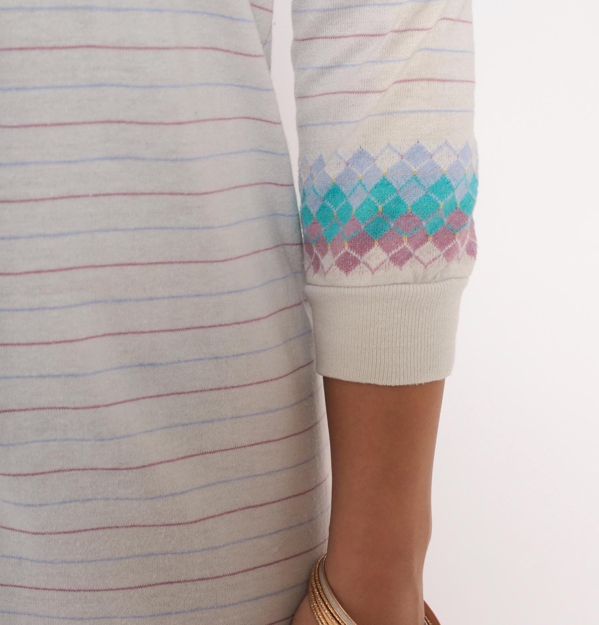 80s Health-Tex Argyle Polo Dress Grey Teal Lavender Mini Cotton XS