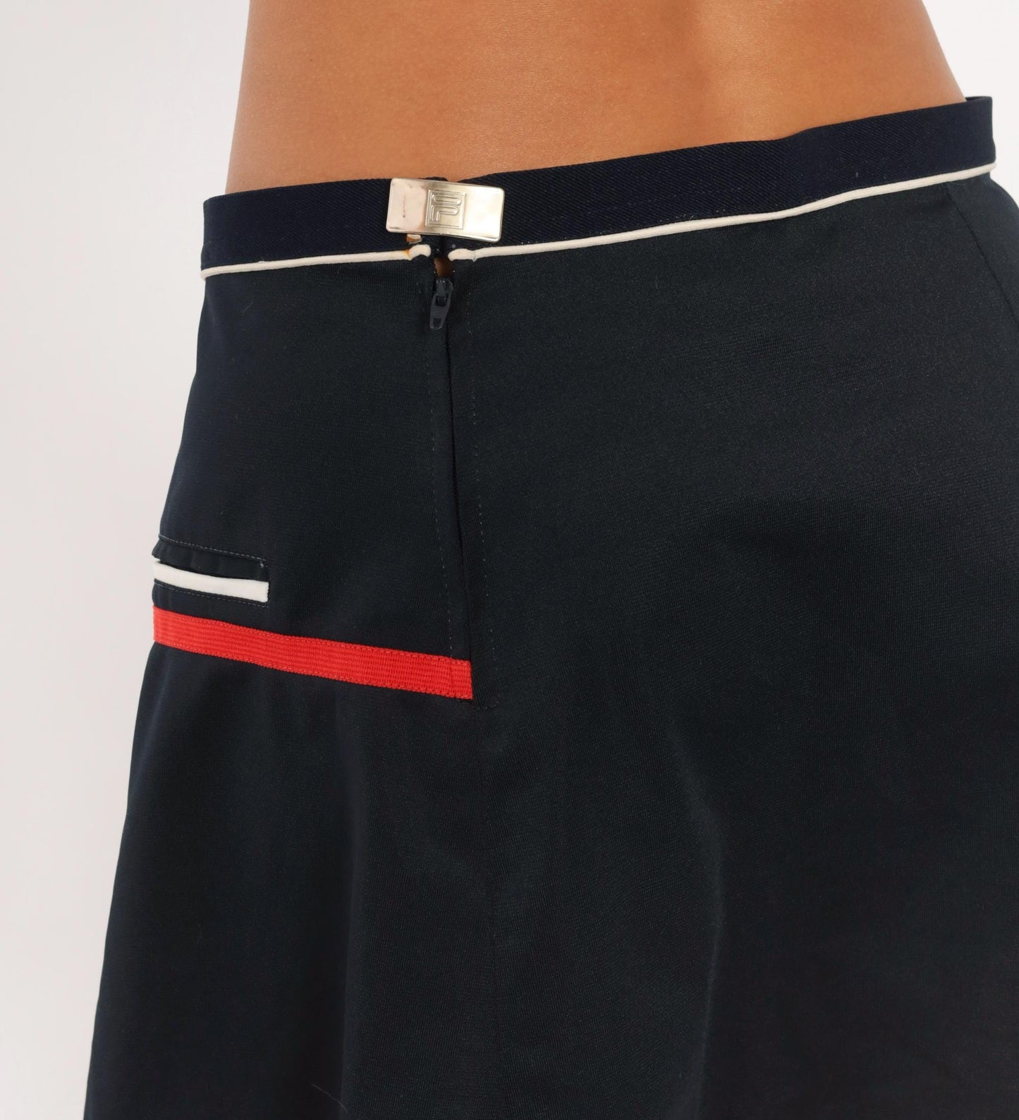 90s Fila Tennis Skirt Navy Pleated Mini Red White Stripe Trim Large L