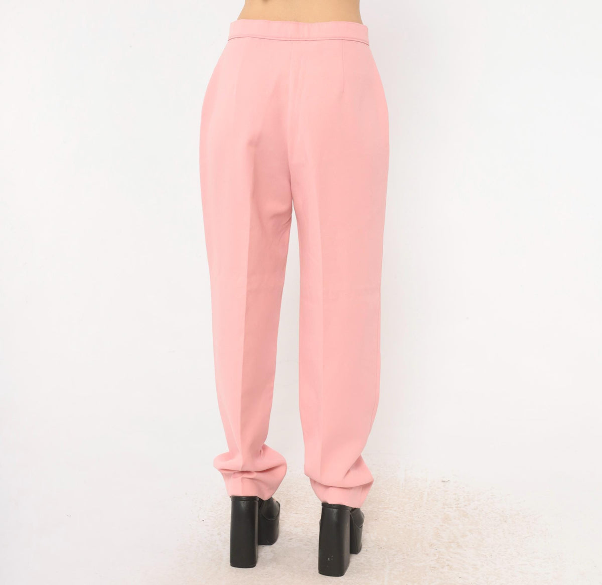 70s Bend Over Pink High-Waist Tapered Trousers Medium M