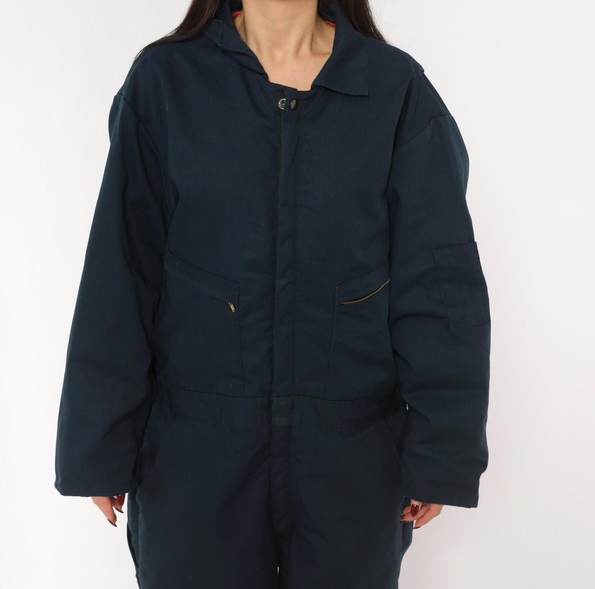 90s Cintas Navy Insulated Coveralls Quilted Lining Workwear Jumpsuit Large