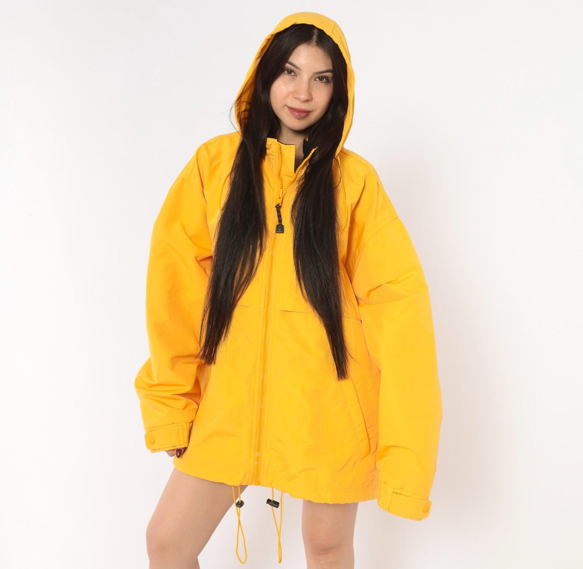 2000s Carhartt Yellow Hooded Windbreaker Jacket Storm Flap XXL