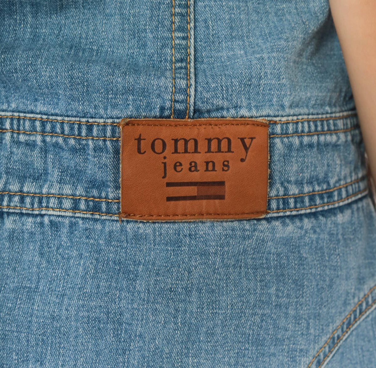 Tommy Jeans Y2K Light Wash Denim Mini Dress Snap Button Small S