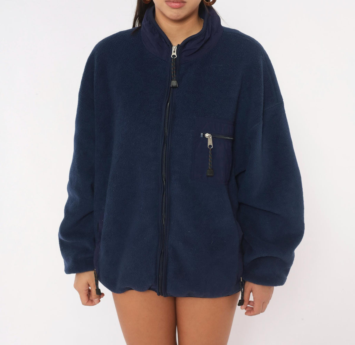 90s EMS Pinnacle Performance Navy Fleece Jacket Zip Front Extra Large XL