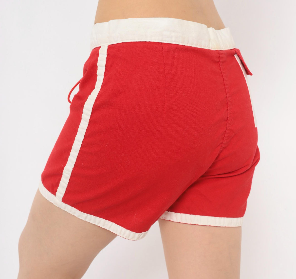 70s Allen A Red Cotton Running Shorts White Trim Athletic Large