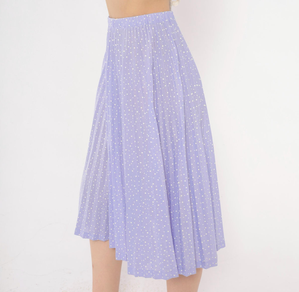 70s Graff Californiawear Accordion Pleated Skirt Lavender Polka Dot XS