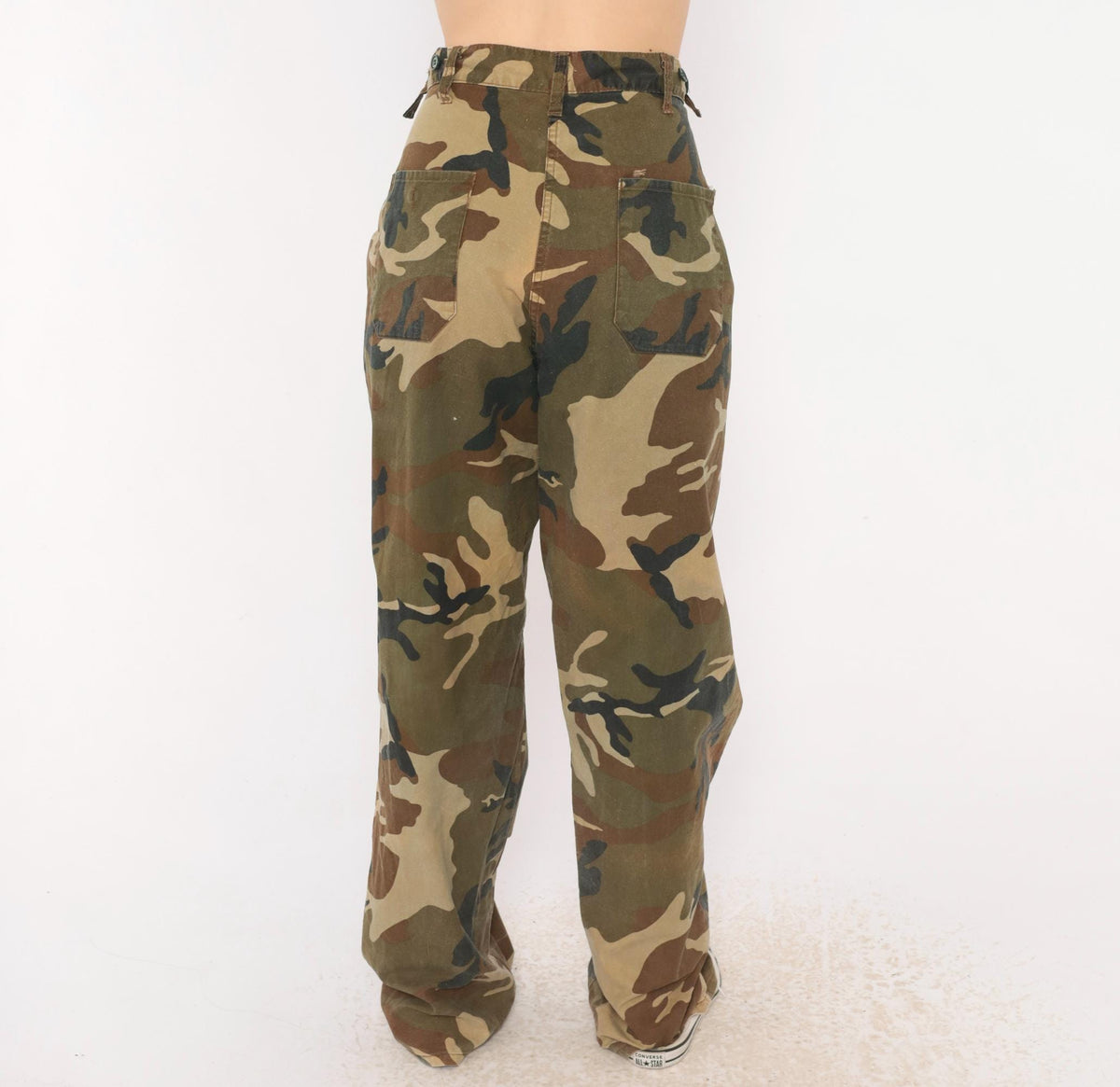 90s Winchester Camo Pants Olive Cotton Baggy Wide Leg Military Medium M