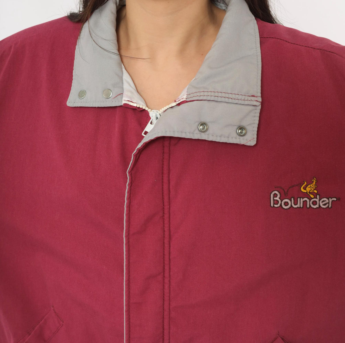 80s Dunbrooke Burgundy Bomber Jacket White Color Block Sleeves Extra Large XL