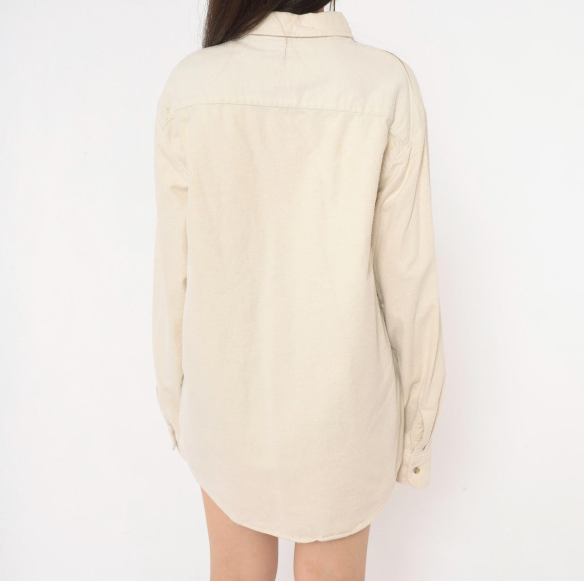 90s John Ashford Sport Cream Flannel Button Up Shirt Cotton Large