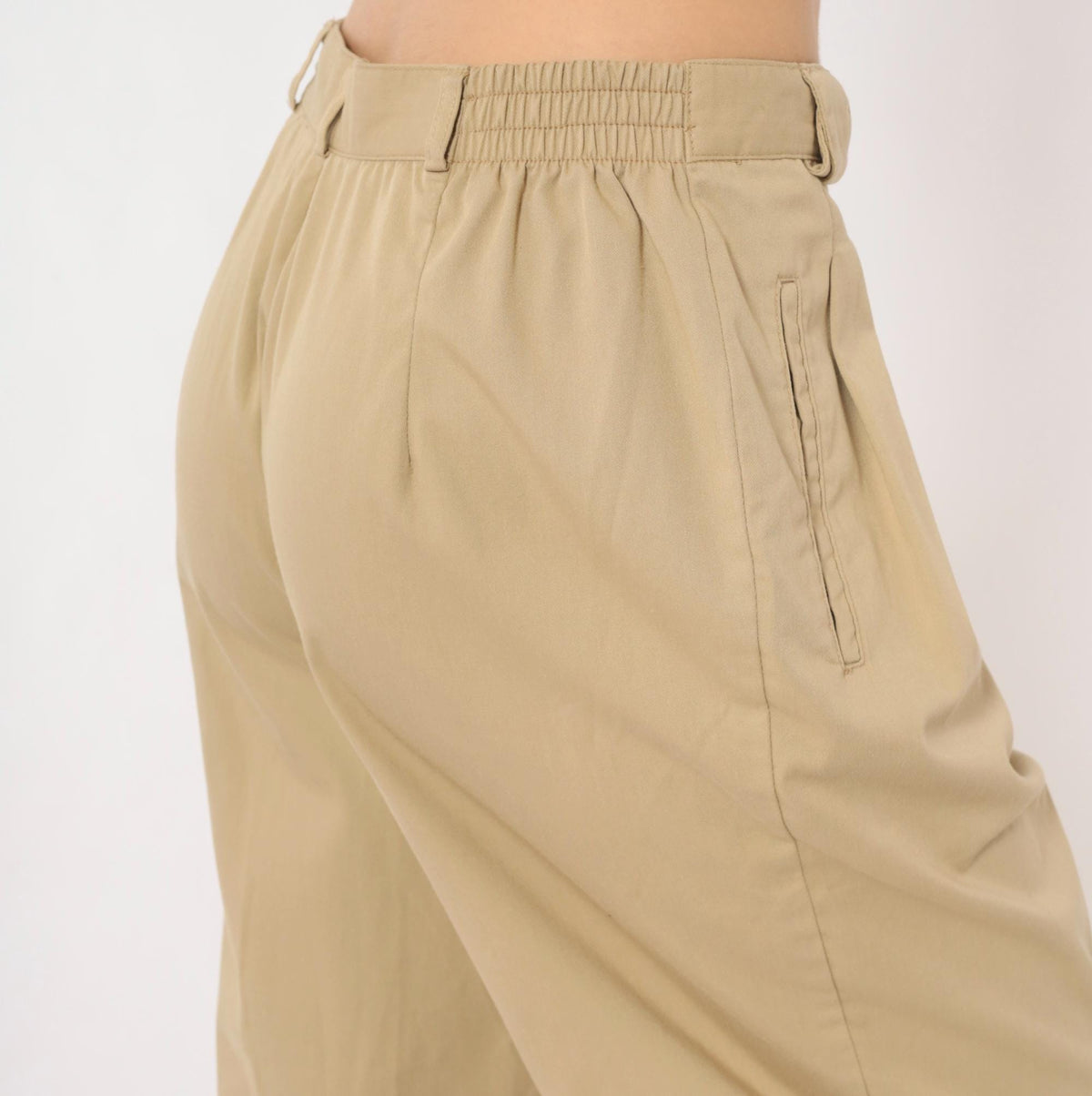 80s Casablanca Pleated Khaki Trousers High Waist Tapered Ankle Beige Medium