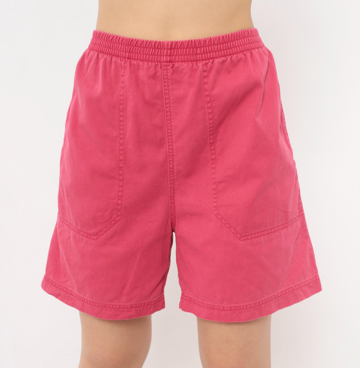 90s Eddie Bauer Pink Cotton Shorts High Waist Elastic Medium M