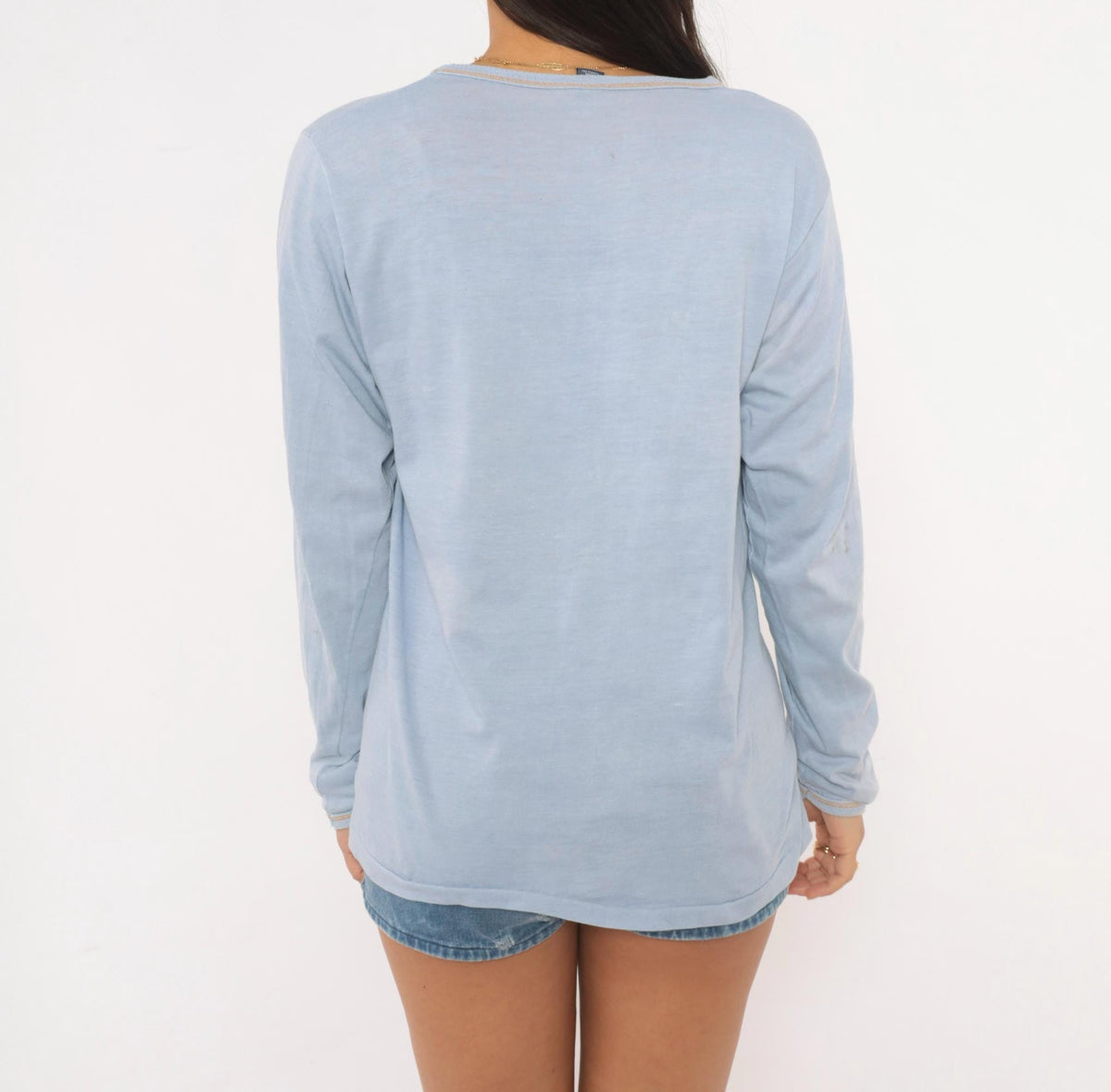 80s Skipper Portrait Graphic Tee Light Blue Long Sleeve Victorian Woman Large