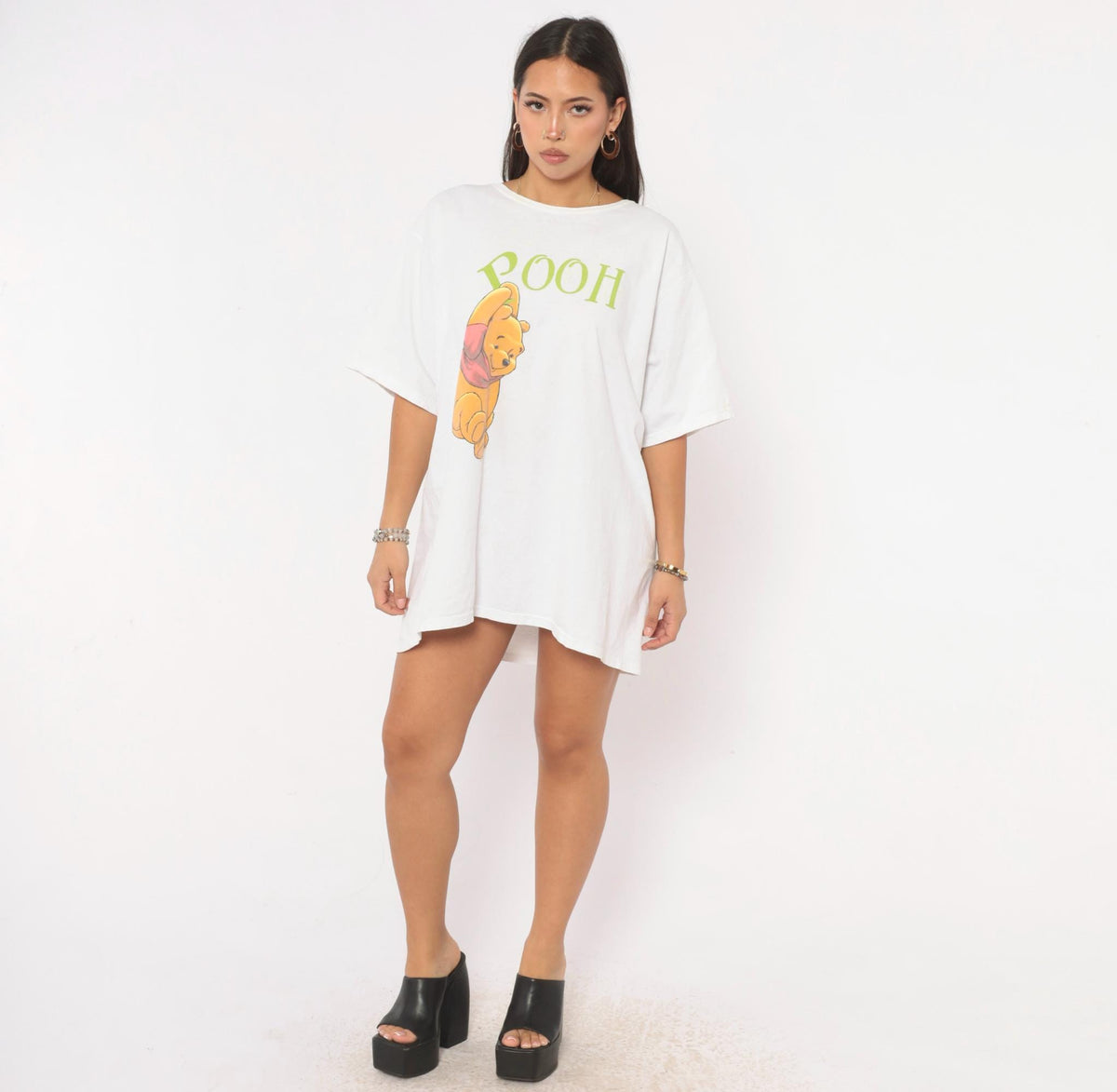 90s Winnie The Pooh Graphic Tee Disney White Cotton Tunic Extra Large XL