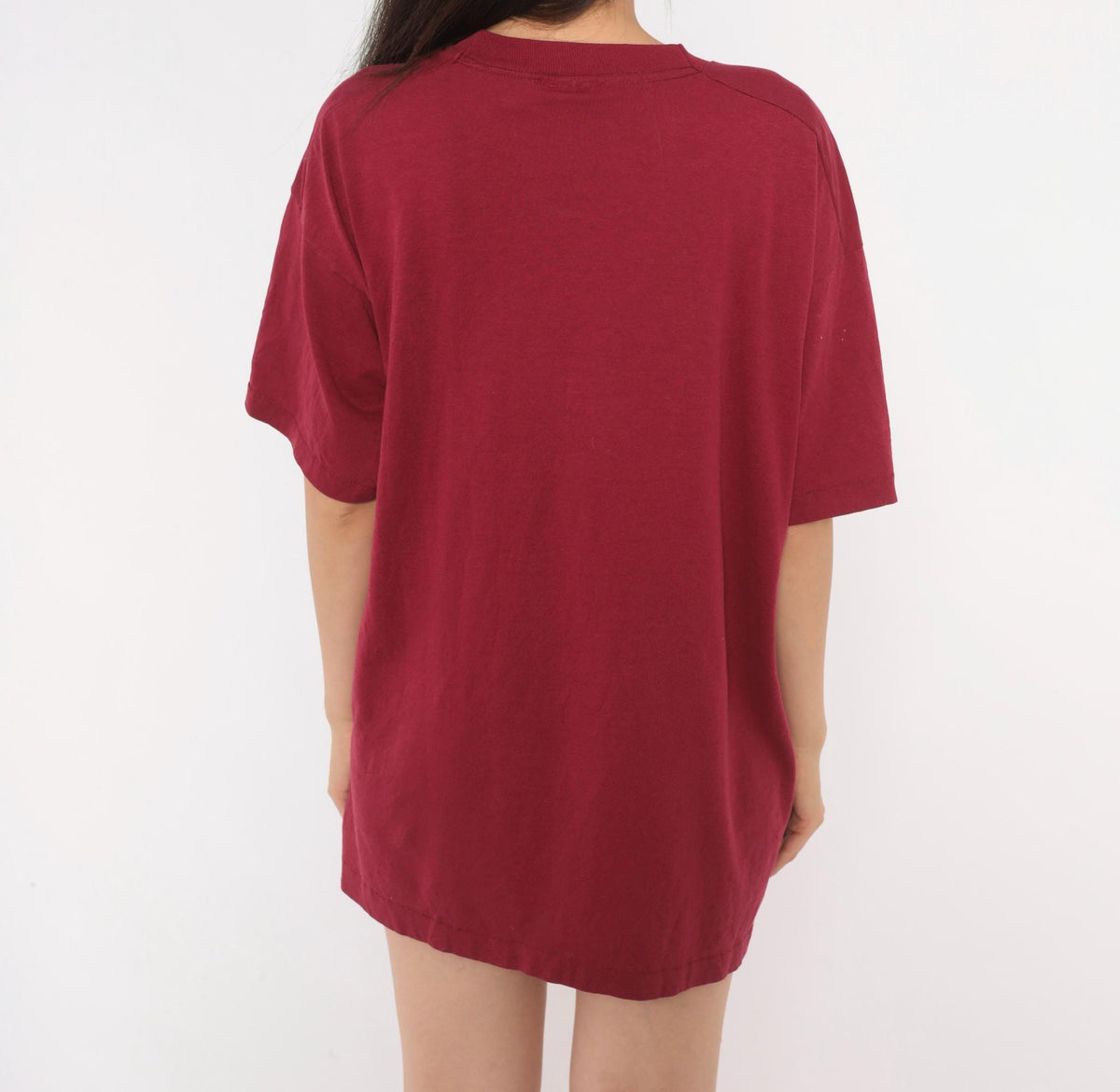 90s Fruit of the Loom Cowboy Boots Graphic Tee Burgundy Western Print Large