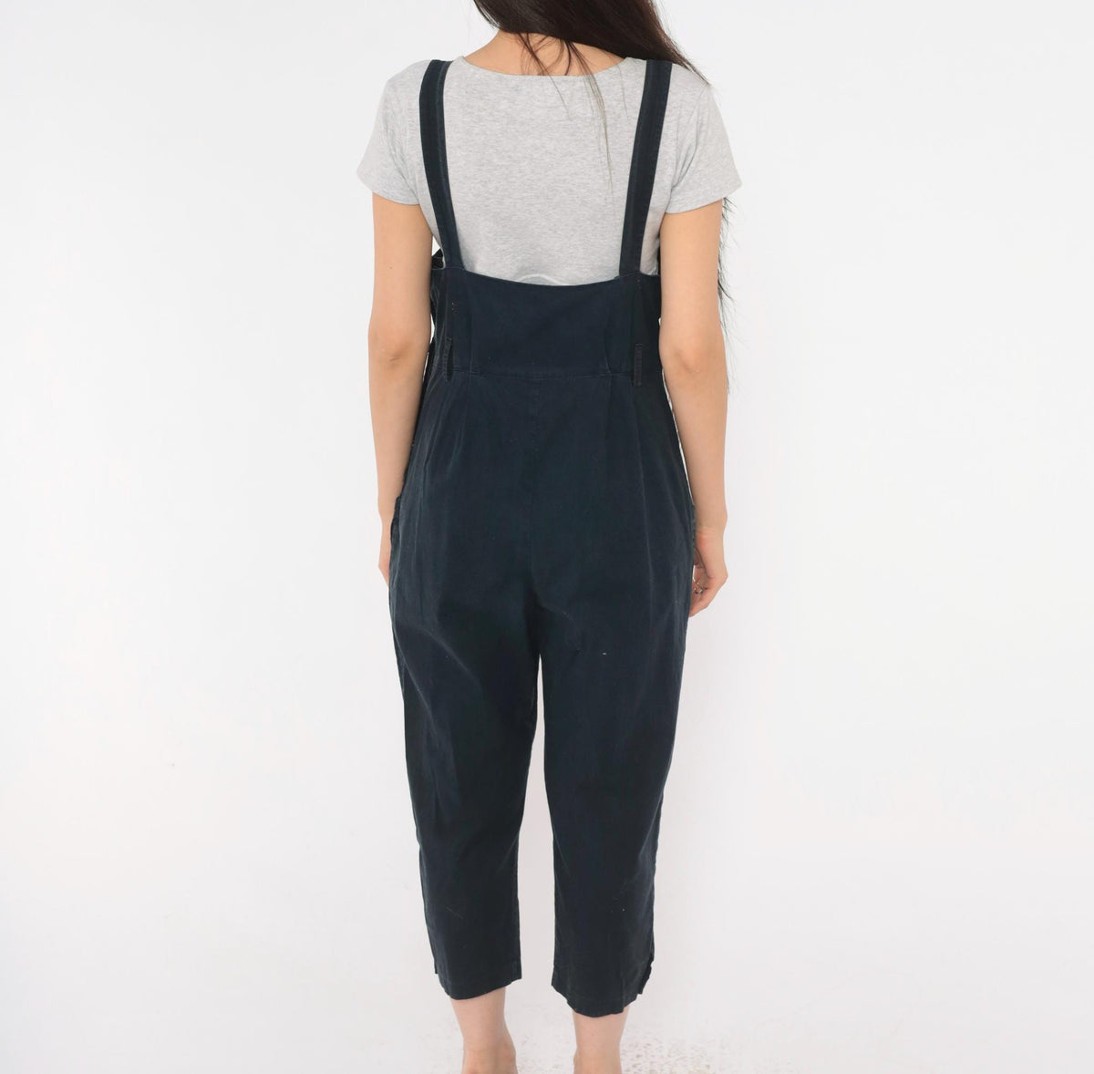 90s Joni Blair Navy Cotton Overalls Cropped Tapered Leg Small S