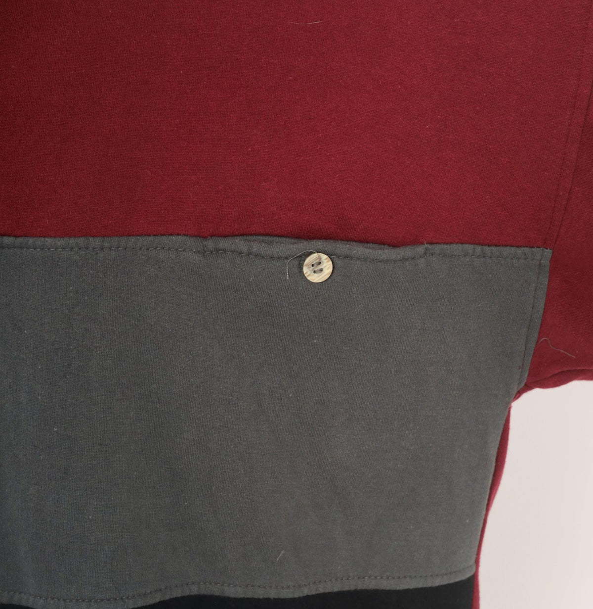 90s Colorblock Quarter Zip Sweatshirt Burgundy Grey Black Extra Large