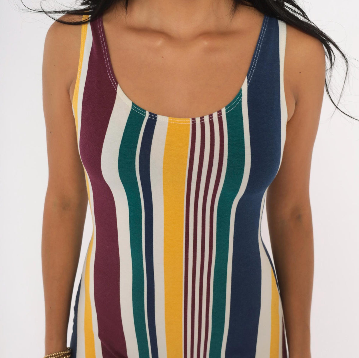 90s L.A. Sport Striped Bike Short Romper White Burgundy Scoop Neck Small