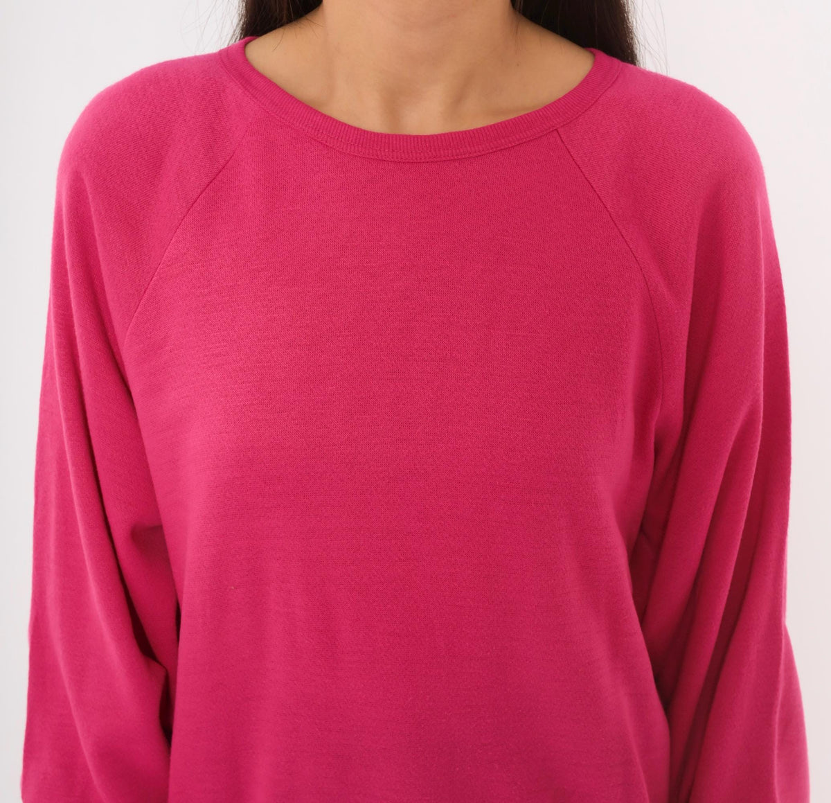 80s Keeping Up Hot Pink Raglan Sweatshirt Crew Neck Medium M