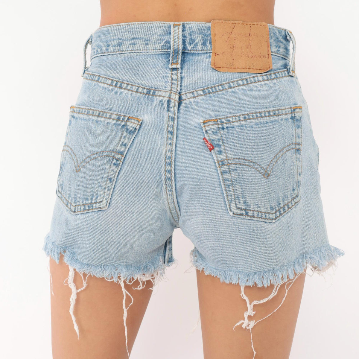 90s Levi's Cutoff Shorts Light Wash Denim High Rise Button Fly Extra Small XS