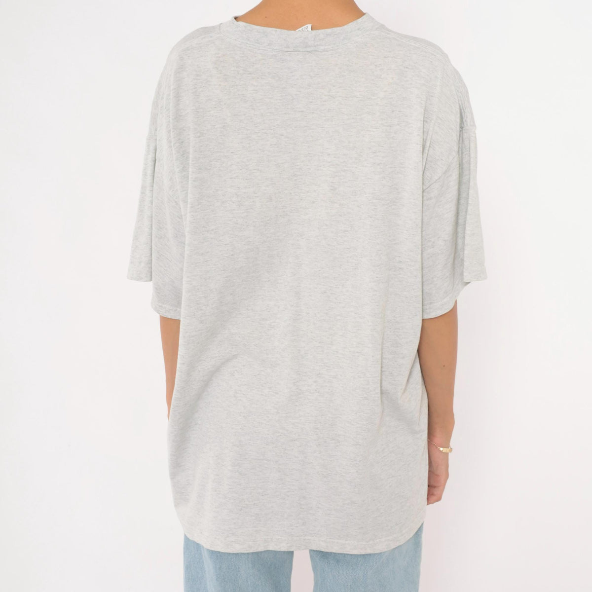 90s Fruit of the Loom Heart Embroidered T-Shirt Grey Cotton Blend Extra Large XL