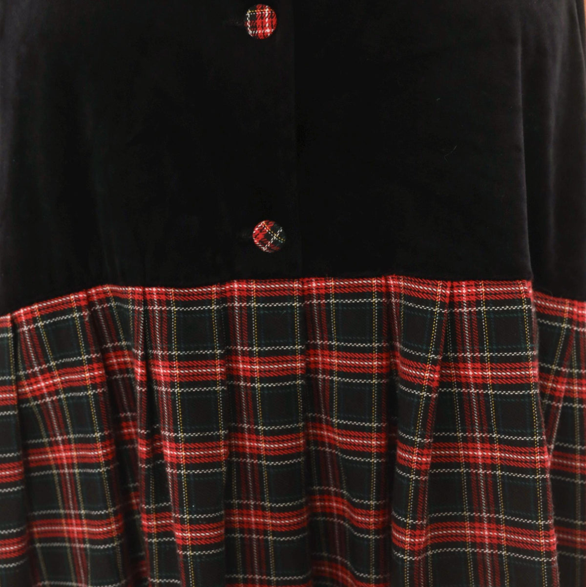 90s Pam's Closet Velvet Plaid Midi Dress Black Red Tartan Medium M