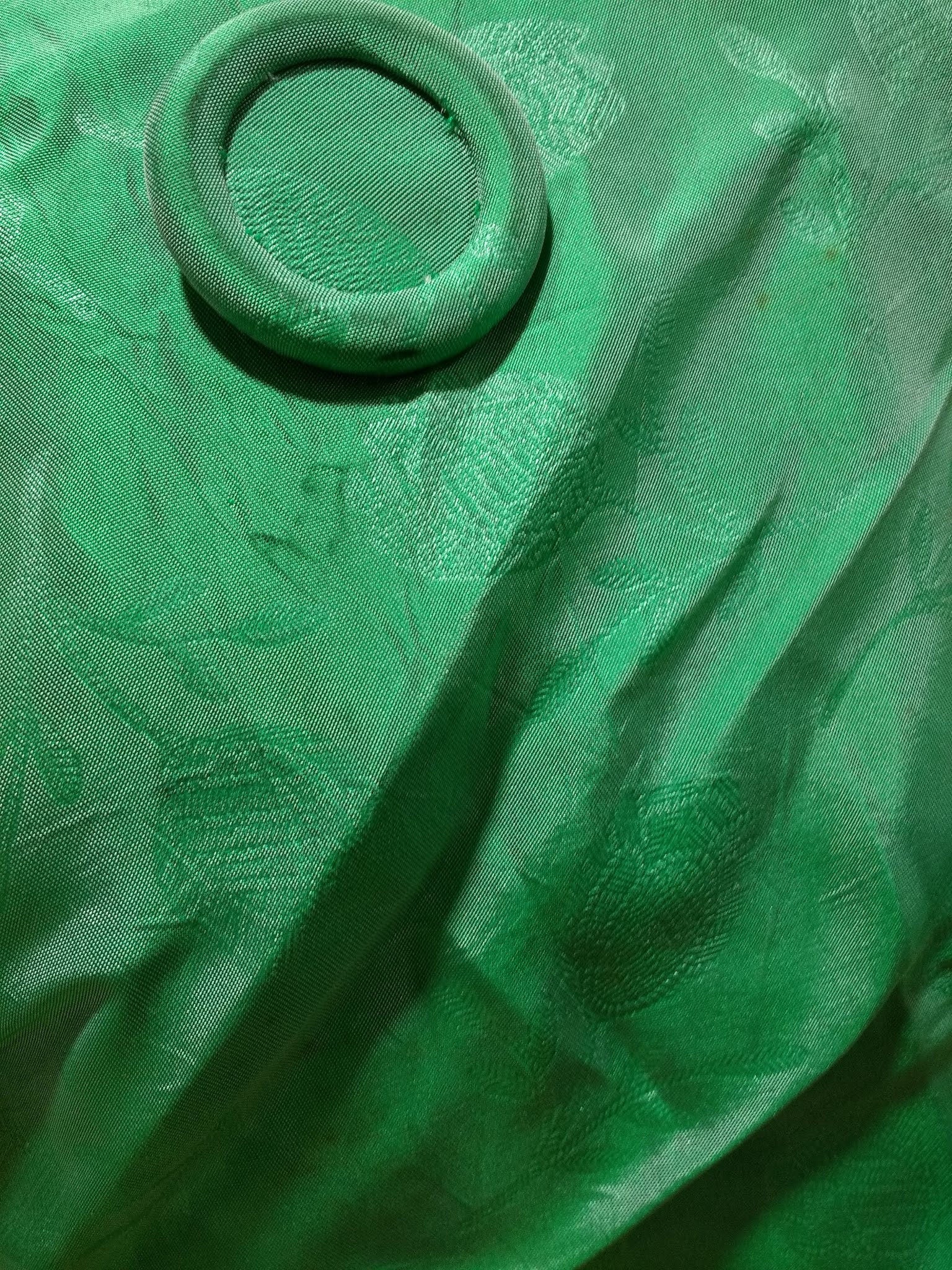 1960s Green Floral Taffeta Midi Dress Double Breasted High Waist Small